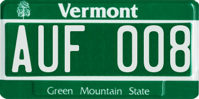VT license plate AUF008