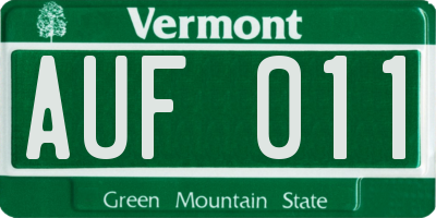 VT license plate AUF011