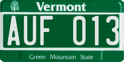 VT license plate AUF013