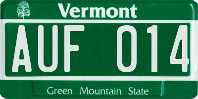 VT license plate AUF014