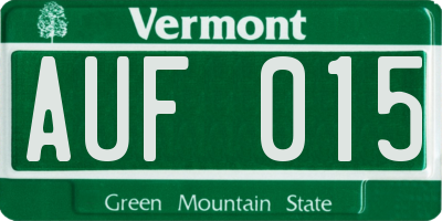 VT license plate AUF015