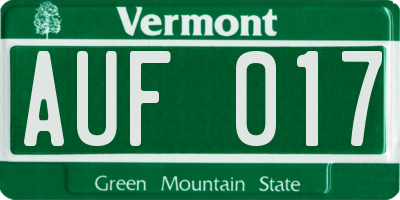 VT license plate AUF017