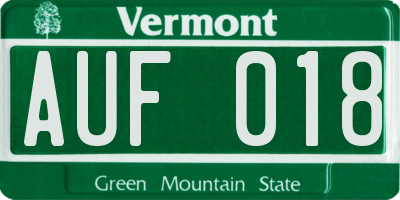 VT license plate AUF018