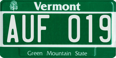 VT license plate AUF019