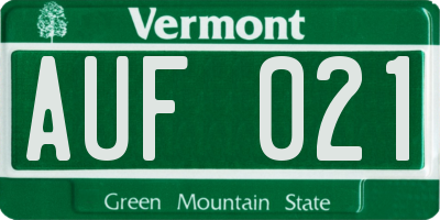 VT license plate AUF021