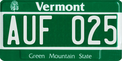 VT license plate AUF025