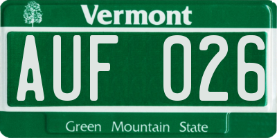 VT license plate AUF026