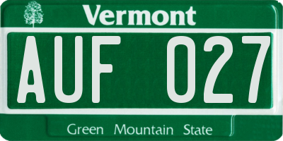VT license plate AUF027