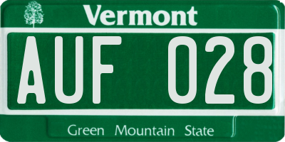 VT license plate AUF028