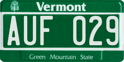 VT license plate AUF029