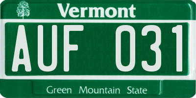 VT license plate AUF031
