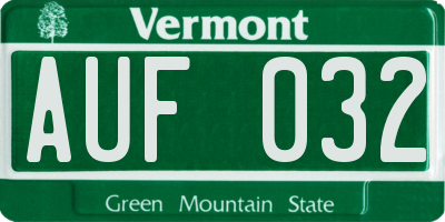 VT license plate AUF032