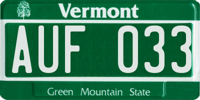 VT license plate AUF033