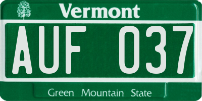 VT license plate AUF037