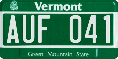 VT license plate AUF041