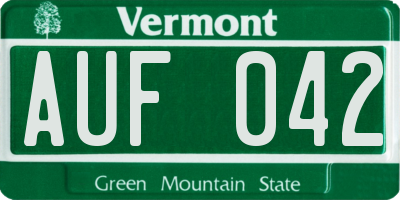 VT license plate AUF042