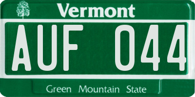 VT license plate AUF044