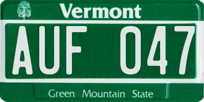 VT license plate AUF047