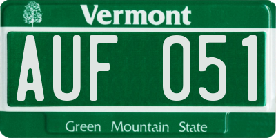 VT license plate AUF051