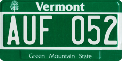 VT license plate AUF052