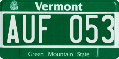 VT license plate AUF053