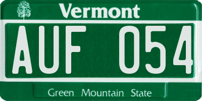 VT license plate AUF054
