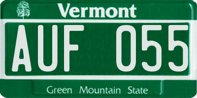 VT license plate AUF055