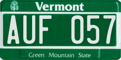 VT license plate AUF057