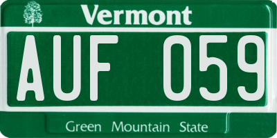 VT license plate AUF059