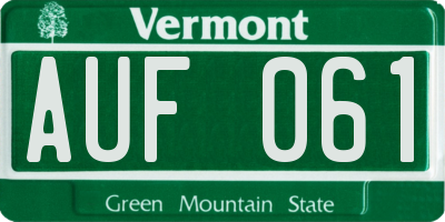 VT license plate AUF061