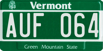 VT license plate AUF064