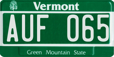 VT license plate AUF065