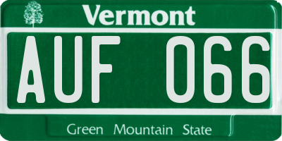 VT license plate AUF066