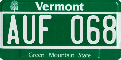 VT license plate AUF068