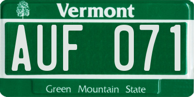 VT license plate AUF071