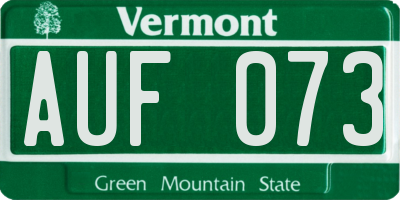 VT license plate AUF073