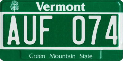 VT license plate AUF074