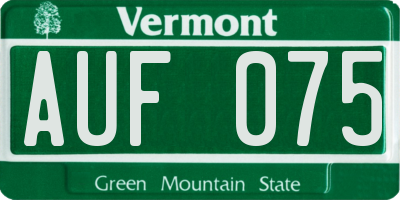 VT license plate AUF075