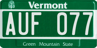 VT license plate AUF077