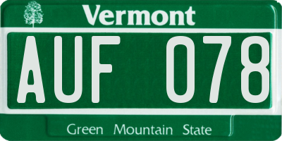 VT license plate AUF078