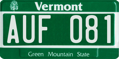 VT license plate AUF081