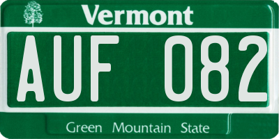 VT license plate AUF082