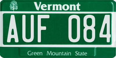 VT license plate AUF084