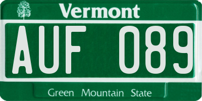 VT license plate AUF089