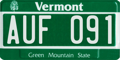 VT license plate AUF091
