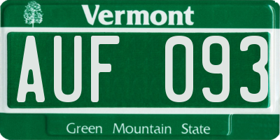 VT license plate AUF093