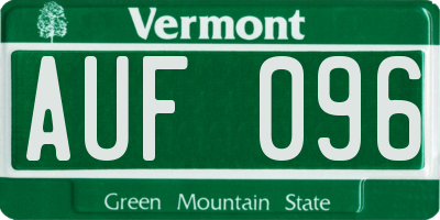 VT license plate AUF096