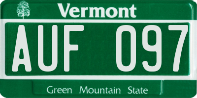 VT license plate AUF097