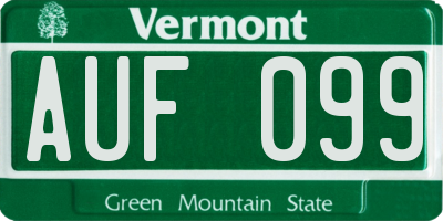 VT license plate AUF099