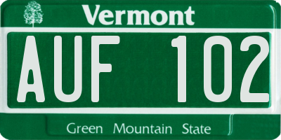 VT license plate AUF102